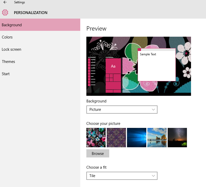 personalize win 10